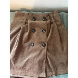 Boho Earth Tones Altar'd State Brown Corduroy Double Breasted Mini Skirt Small